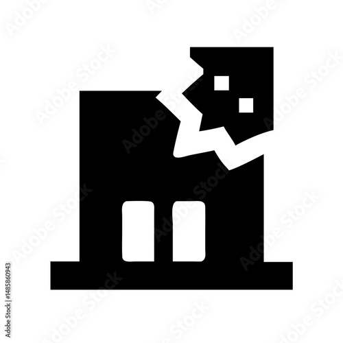 Icon of a damaged building to signify destruction or disrepair