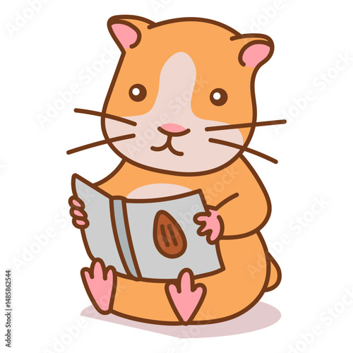Cute hamster reading color