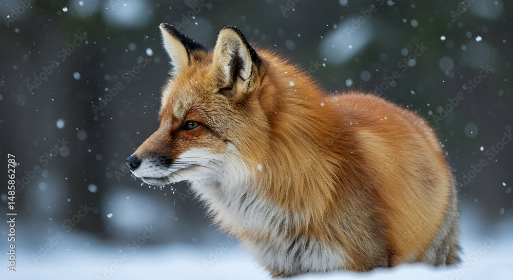 Fototapeta premium Vulpes vulpes, Wildlife, Snow, Red Fox in Winter Wonderland