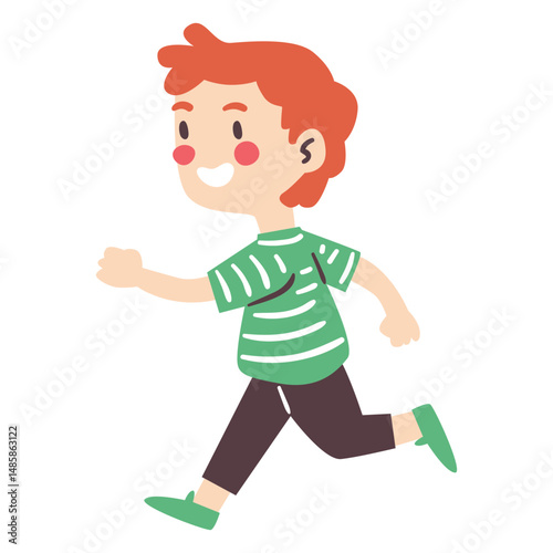 Redhead boy running character