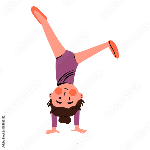 Little girl doing gymnastics