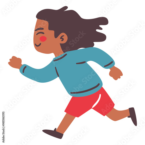 Happy girl running character