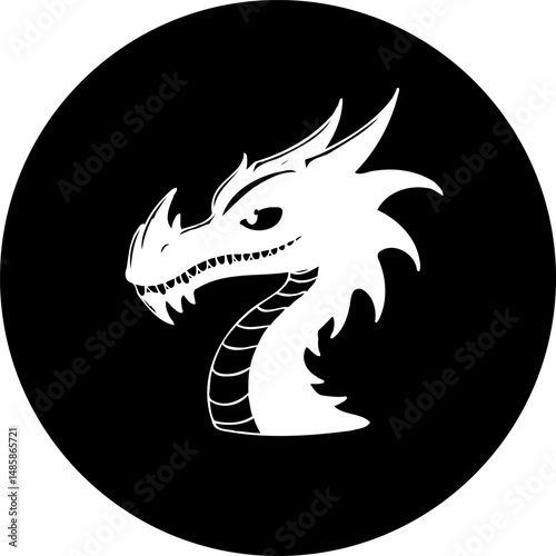 Mystical dragon emblem with sleek silhouette against a circular backdrop