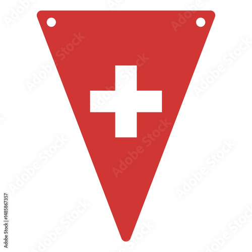 Switzerland flag-inspired triangular pennant