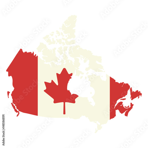 Map of canada with the canadian flag on it
