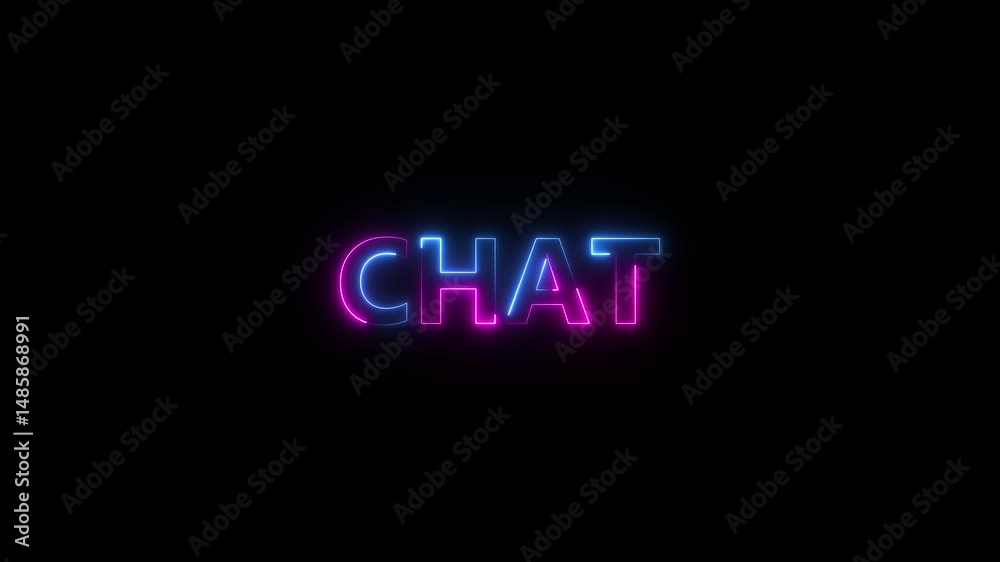 glowing CHAT text with neon line animation. glowing CHAT text with neon line animation.