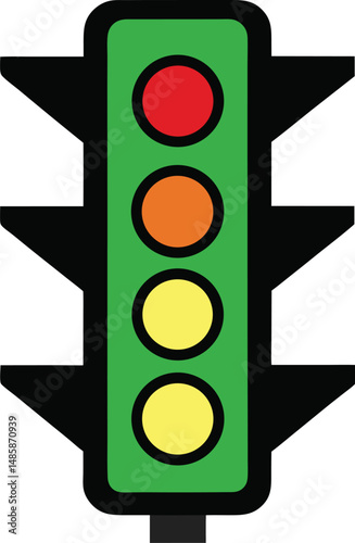 traffic light on green background