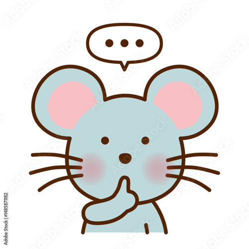 静かにのポーズをするネズミのイラスト