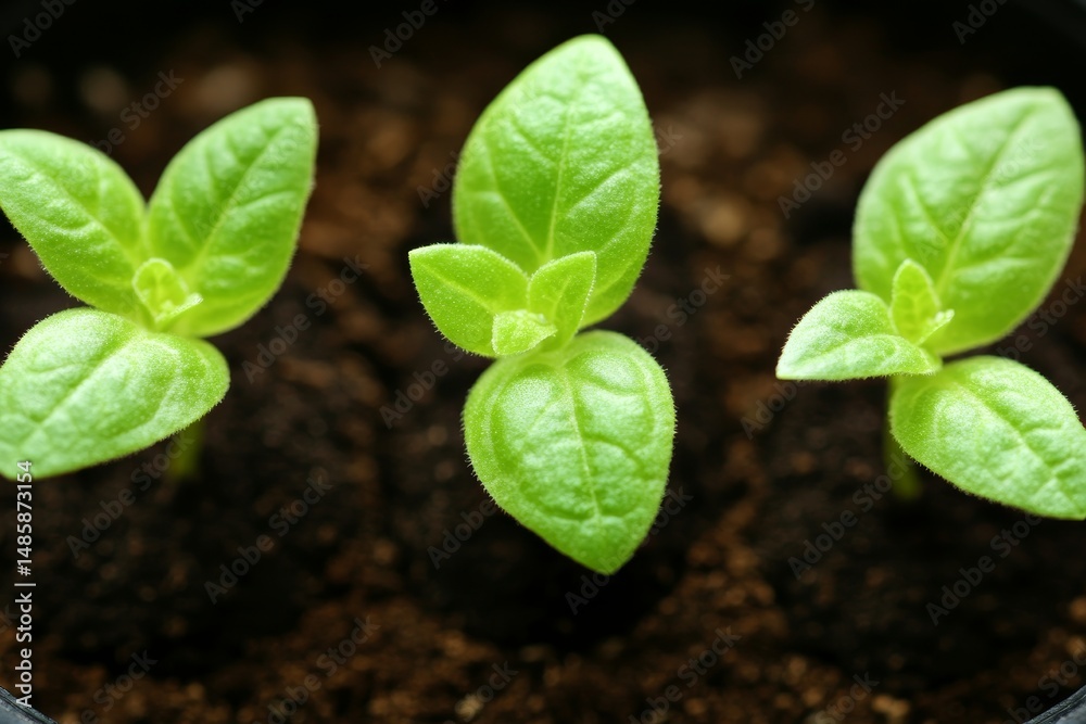 Naklejka premium Baby Plant Sprouting in Dark Rich Soil