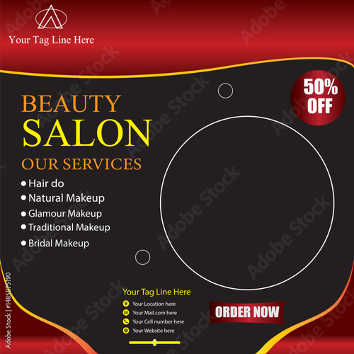 barber and beauty shop social media advertisement poster design vector templates