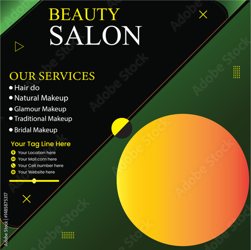 barber and beauty shop social media advertisement poster design vector templates