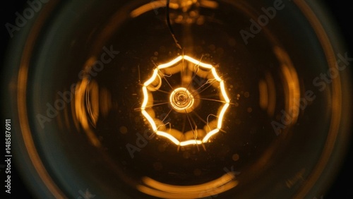 Macro shot of an incandescent light bulb filament
