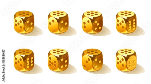 Professional Golden Dice Pack Vector Illustration for Designing Gold Logos and Icons