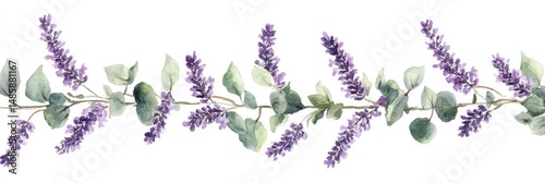 Watercolor lavender and eucalyptus garland
