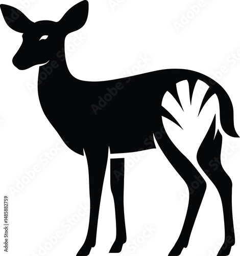 Zebra antelope black and white silhouette, Striped antelope animal silhouette
