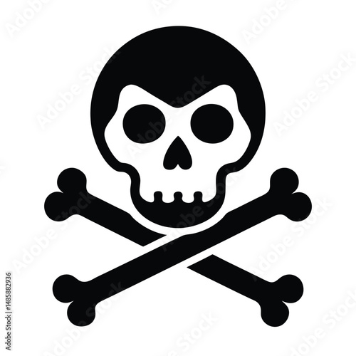Minimalist Skull and Crossbones Vector