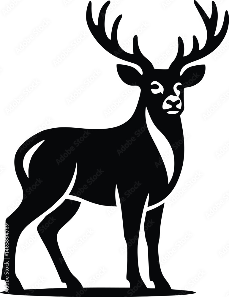 Fototapeta premium Majestic deer bold silhouette, Graceful wild deer shape