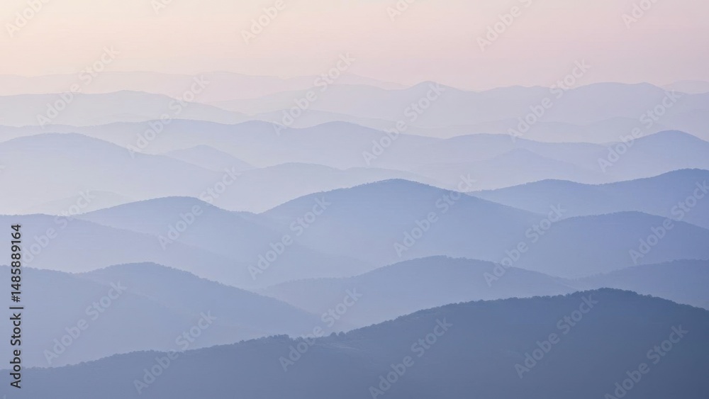 Obraz premium Layered mountain range with cool tone and peaceful mood.