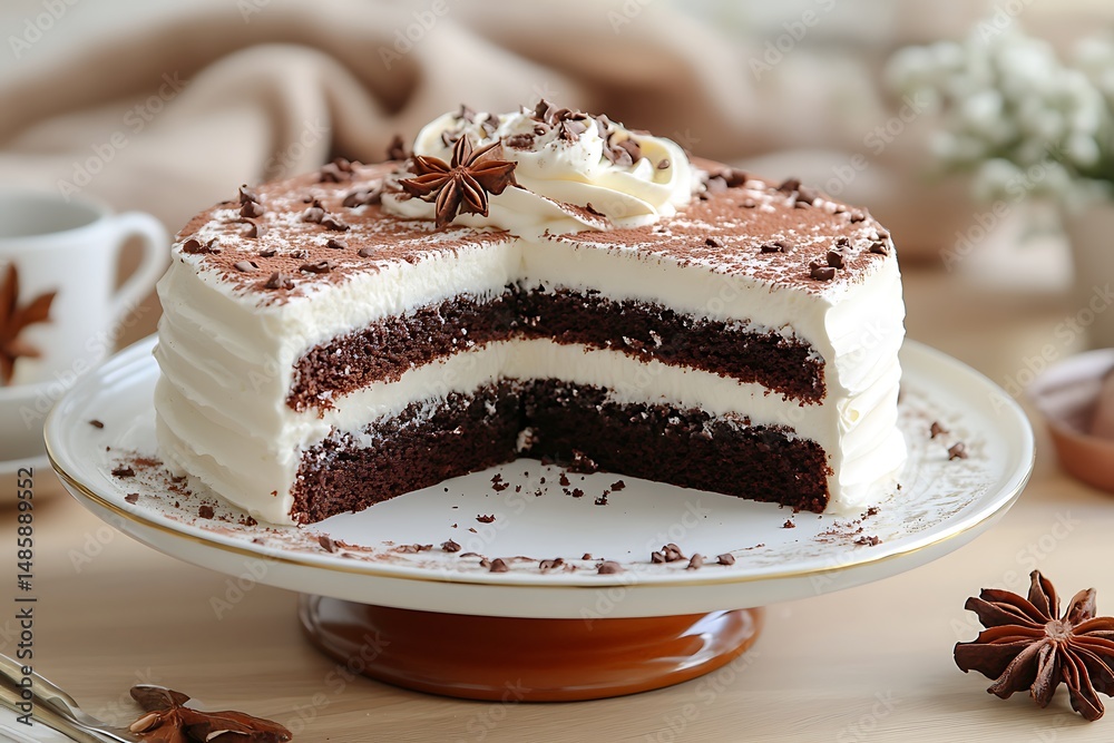 Chocolate Tiramisu Cake Sliced. Chocolate Tiramisu Cake Sliced.