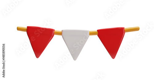 3d party Canadian flags. Three-dimensional vector illustration for carnival event, celebration, bunting carnival, national holidays, independence day. Bright decorating garland for patriotic event