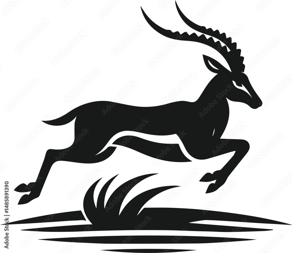 Fototapeta premium Wildlife animal vector silhouette antelope isolated