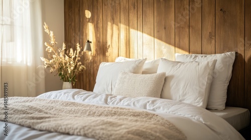 Cozy bedroom with sunlight