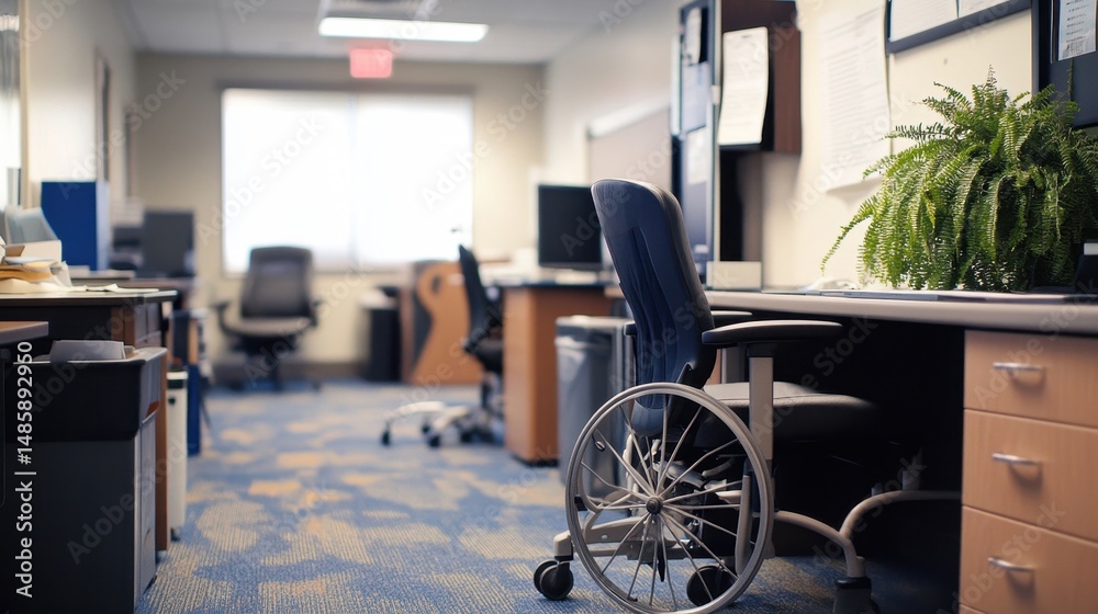 Fototapeta premium modern accessible office workspace with wheelchair
