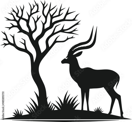 Wildlife animal vector silhouette antelope isolated