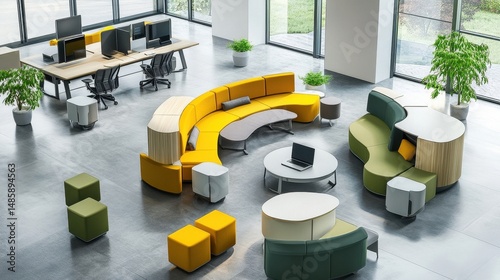 Fototapeta Naklejka Na Ścianę i Meble -  modern office space design with comfortable modular furniture