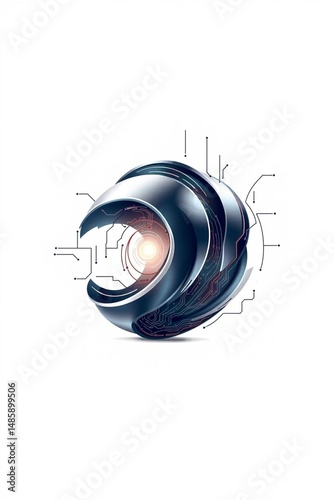 Futuristic spherical technology with glowing core