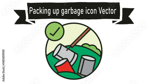 Packing up garbage icon vector 