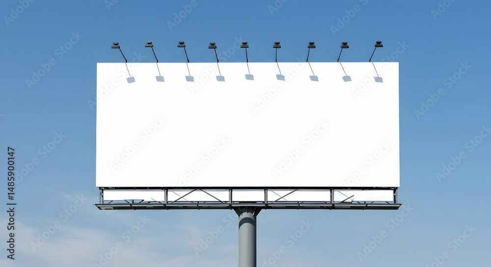 Obraz premium Empty, Advertisement, Advertising, Blank Billboard Against a Blue Sky