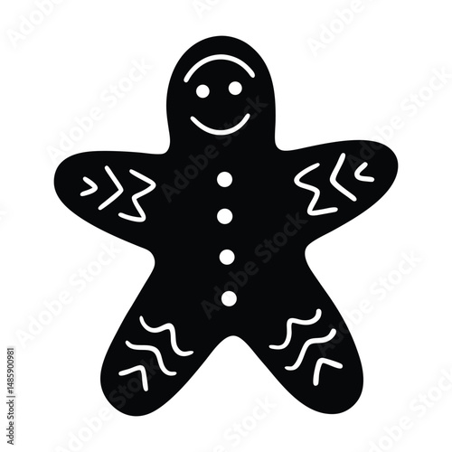 gingerbread man isolated on black