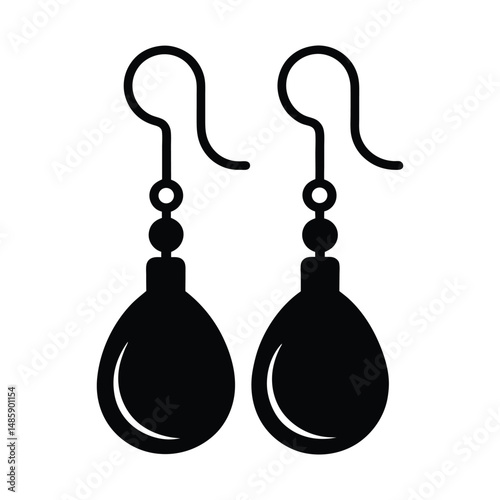 hanging earrings hook silhouette vector illustration.