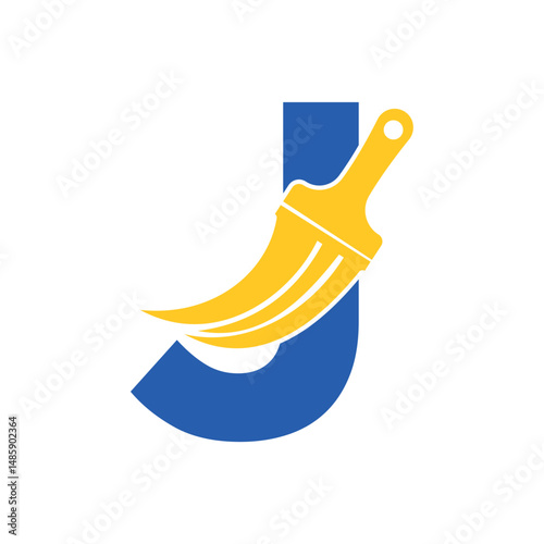 Initial Paint Logo combine with letter J vector template