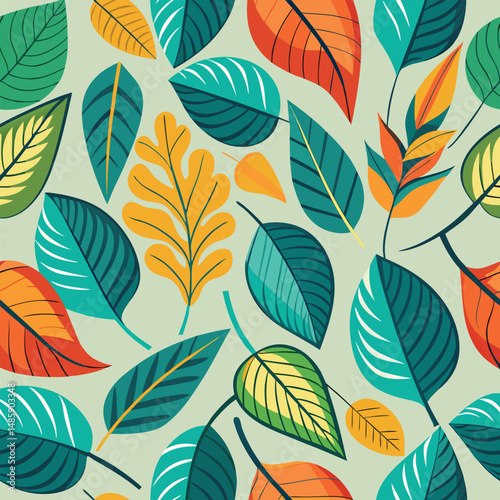 Wallpaper Mural seamless pattern with leaves Torontodigital.ca