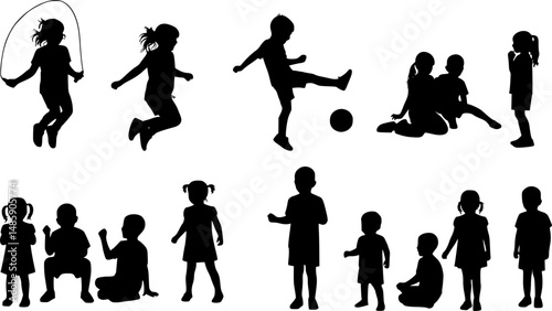 Vector silhouette of set of children.
