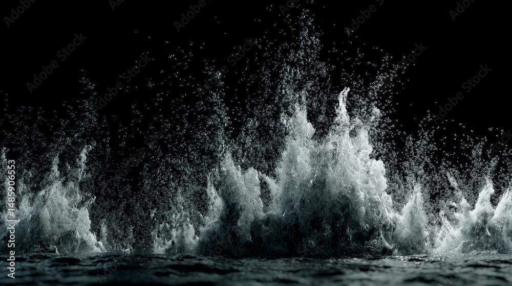 custom made wallpaper toronto digitalDramatic Ocean Waves Crashing with Flying Spray on Dark Background Capturing Power and Beauty of Nature in Stunning Perspective