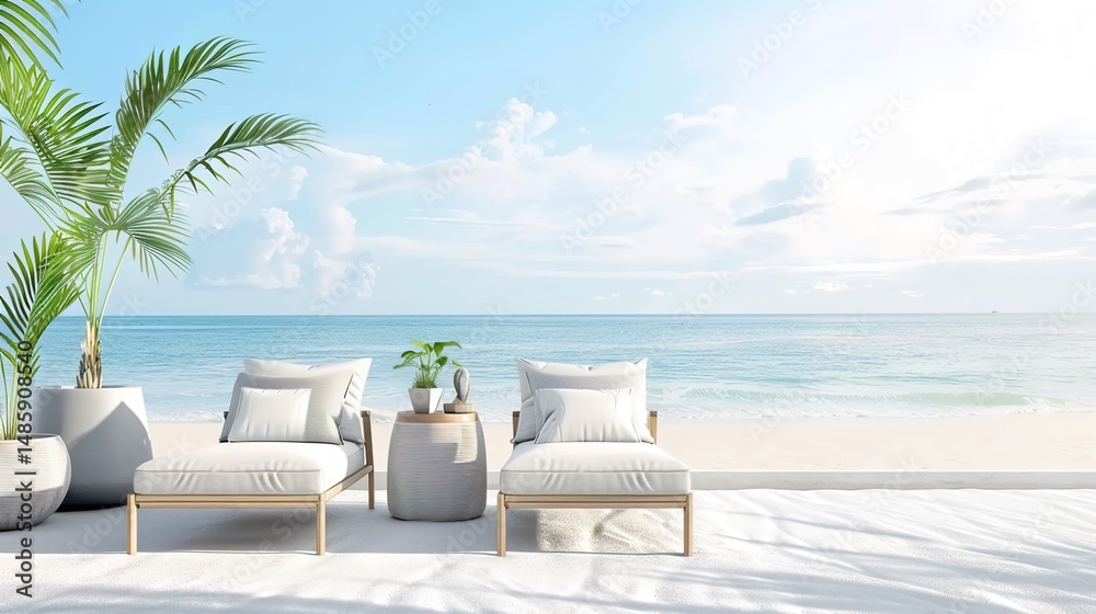 White Background Beach Scenery: Modern, Relaxing, and Visually Appealing for Creative Projects White Background Beach Scenery: Modern, Relaxing, and Visually Appealing for Creative Projects
