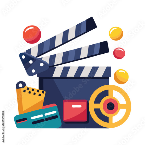 clapboard movie action object vector