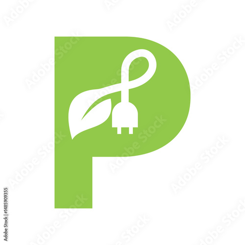 Electric Leaf Logo combine with letter W vector template