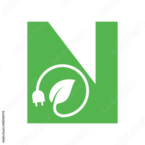 Electric Leaf Logo combine with letter W vector template