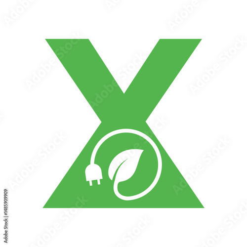 Electric Leaf Logo combine with letter W vector template