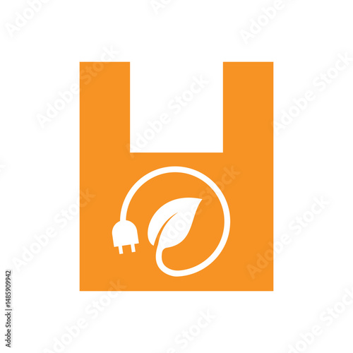 Electric Leaf Logo combine with letter W vector template
