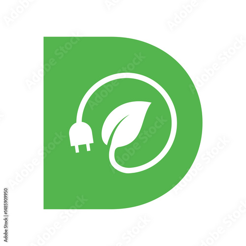 Electric Leaf Logo combine with letter W vector template