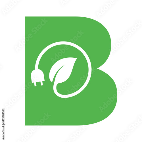 Electric Leaf Logo combine with letter W vector template