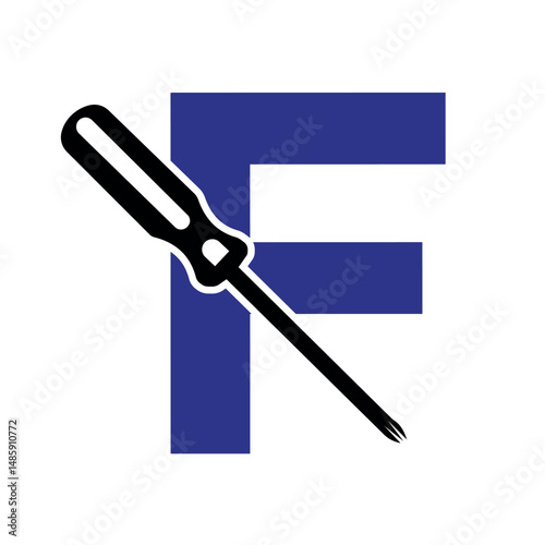 Electrical tools Logo combine with letter F vector template