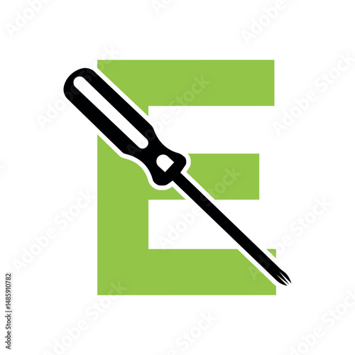 Electrical tools Logo combine with letter E vector template