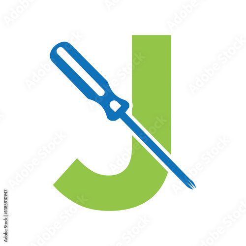 Electrical tools Logo combine with letter J vector template