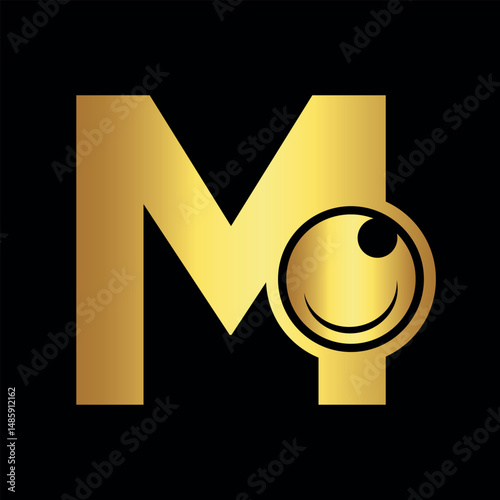 Eyesight Logo combine with letter M vector template